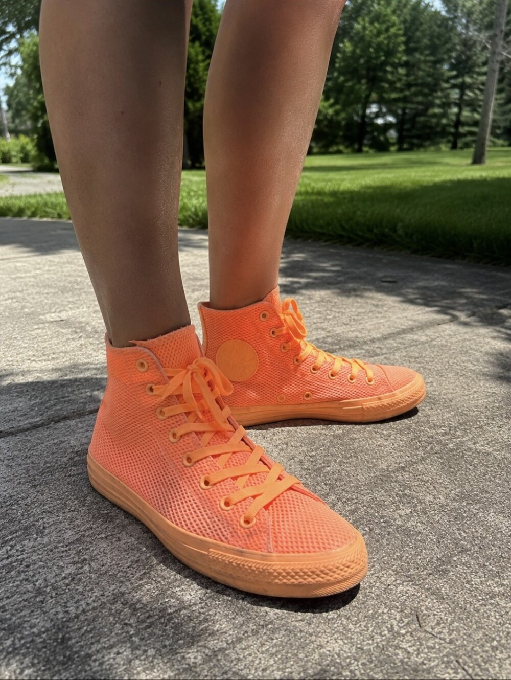 Converse Chuck Taylor All Star Neon Orange Mesh High Top Sneakers Size 7